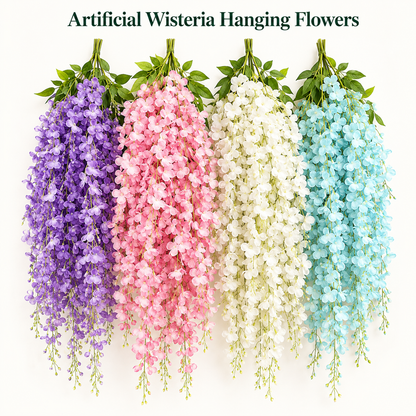 Artificial Wisteria Flower Vine 60cm Hanging Silk Garland Wedding Home Garden