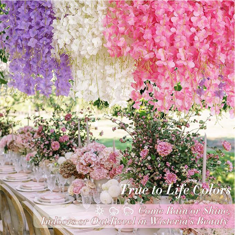 Artificial Wisteria Flower Vine 60cm Hanging Silk Garland Wedding Home Garden