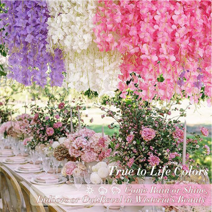 Artificial Wisteria Flower Vine 60cm Hanging Silk Garland Wedding Home Garden