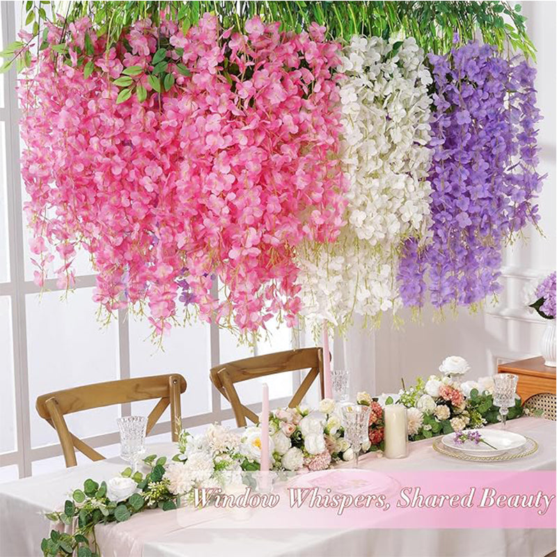 Artificial Wisteria Flower Vine 60cm Hanging Silk Garland Wedding Home Garden