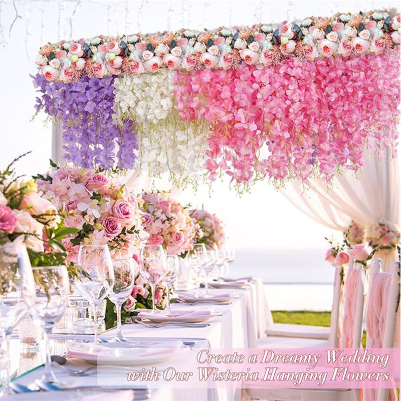 Artificial Wisteria Flower Vine 60cm Hanging Silk Garland Wedding Home Garden